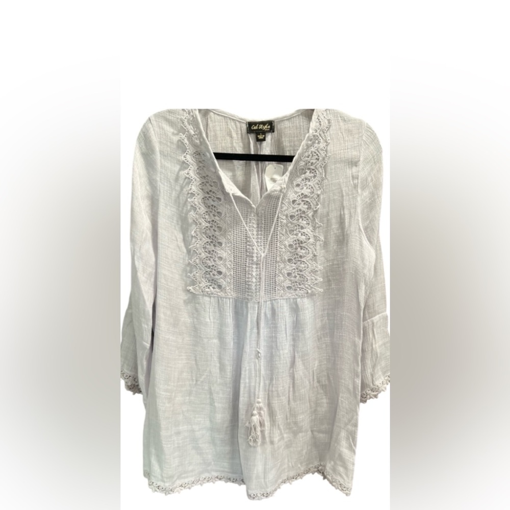 NWT~ Cal Style Boho tunic light lavender/grey. Size Large